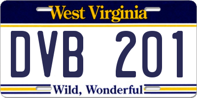 WV license plate DVB201