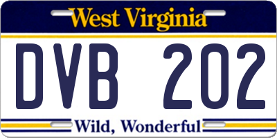 WV license plate DVB202