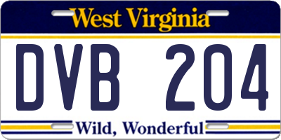 WV license plate DVB204