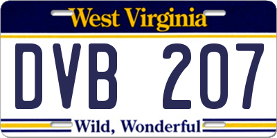 WV license plate DVB207