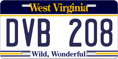 WV license plate DVB208