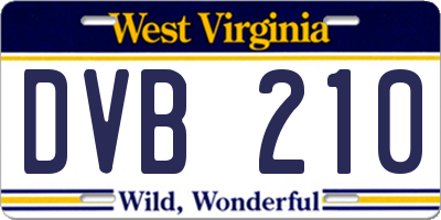 WV license plate DVB210