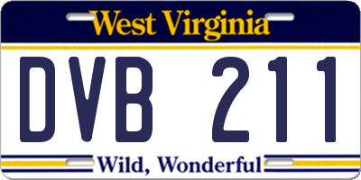 WV license plate DVB211