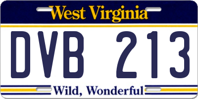 WV license plate DVB213