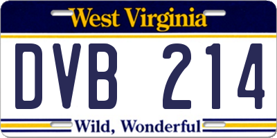 WV license plate DVB214
