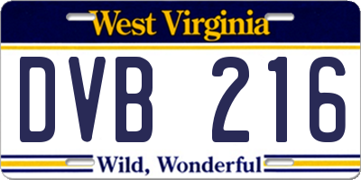 WV license plate DVB216