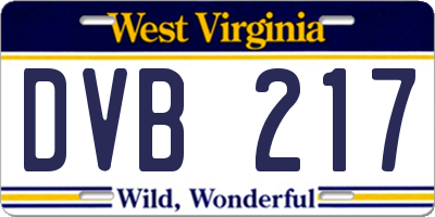 WV license plate DVB217