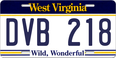 WV license plate DVB218