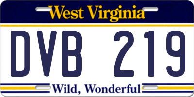 WV license plate DVB219