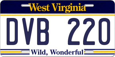 WV license plate DVB220