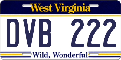 WV license plate DVB222