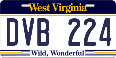 WV license plate DVB224