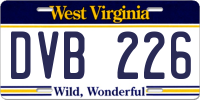 WV license plate DVB226