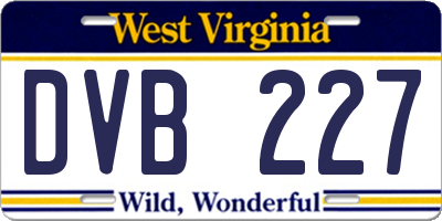 WV license plate DVB227