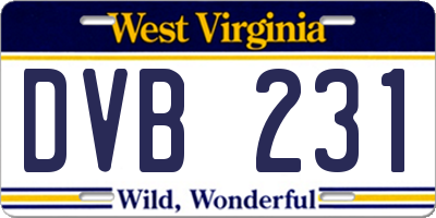 WV license plate DVB231