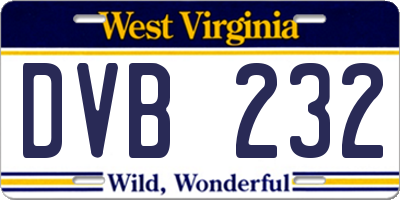 WV license plate DVB232