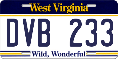 WV license plate DVB233