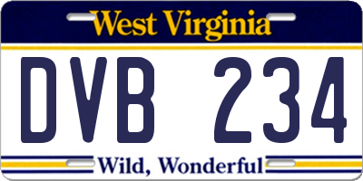 WV license plate DVB234