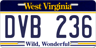 WV license plate DVB236