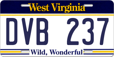 WV license plate DVB237