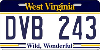 WV license plate DVB243