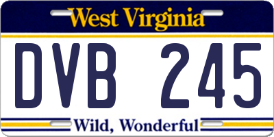 WV license plate DVB245