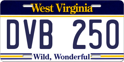 WV license plate DVB250