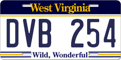 WV license plate DVB254