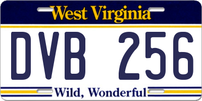 WV license plate DVB256