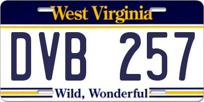 WV license plate DVB257