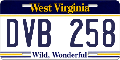 WV license plate DVB258