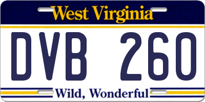 WV license plate DVB260
