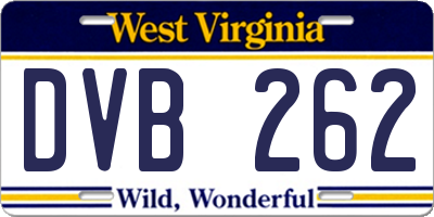 WV license plate DVB262