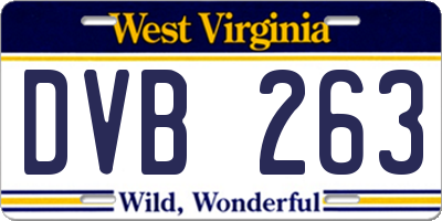 WV license plate DVB263