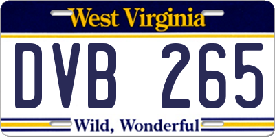 WV license plate DVB265