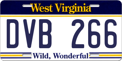 WV license plate DVB266