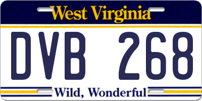 WV license plate DVB268