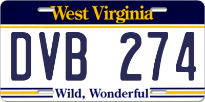 WV license plate DVB274