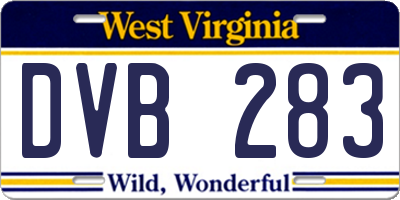 WV license plate DVB283