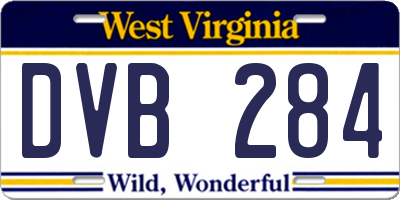 WV license plate DVB284