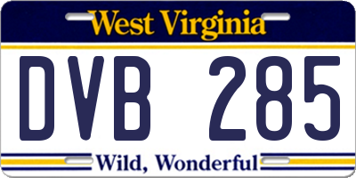 WV license plate DVB285