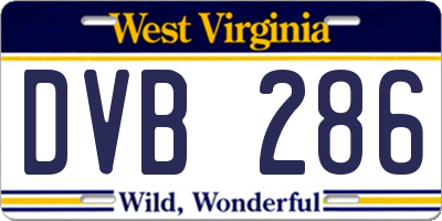 WV license plate DVB286