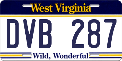 WV license plate DVB287