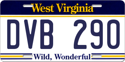 WV license plate DVB290