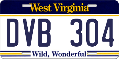 WV license plate DVB304