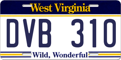 WV license plate DVB310