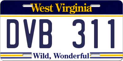 WV license plate DVB311