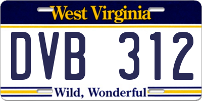 WV license plate DVB312