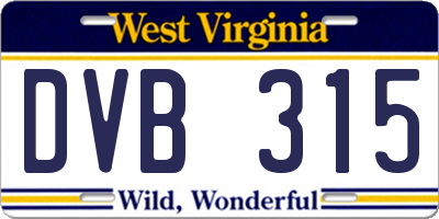 WV license plate DVB315