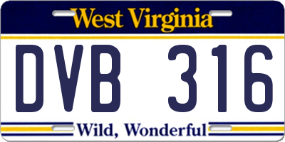 WV license plate DVB316